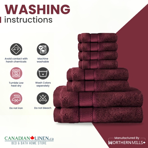 Canadian Linen Red Economy 8 Pack Bathroom Towel Set 2 26"x52" 500 GSM Bath Towels 2 Hand Towels 4 Washcloths Soft Absorbent Cotton Towel Quick Dry