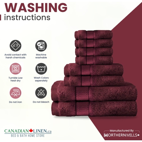 Canadian Linen Red Economy 8 Pack Bathroom Towel Set 2 26"x52" 500 GSM Bath Towels 2 Hand Towels 4 Washcloths Soft Absorbent Cotton Towel Quick Dry