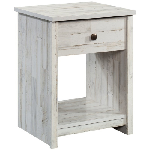 Pemberly Row Mid-Century 1 Drawer Wooden Nightstand in White Plank