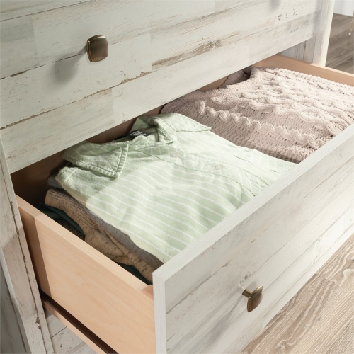 Pemberly Row Contemporary 4 Drawer Wooden Chest in White Plank