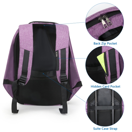 Anti-Theft with USB Charging Port/Light-Weight Student Functional Business Laptop Backpack/Water-Resistant for Men/Women