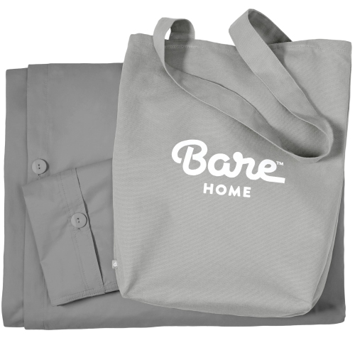 Bare Home 100% Organic Cotton Duvet Cover Set - Crisp Percale Weave - Lightweight & Breathable Grey, Full/Queen