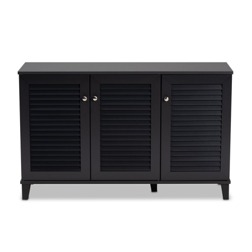 Bowery Hill Contemporary Wood 8-Shelf Shoe Cabinet in Dark Gray