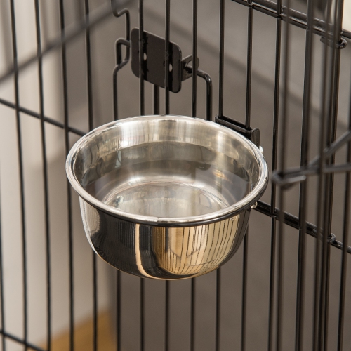 PawHut Grande cage à perroquets en métal pour oiseaux cage à perruches cage à oiseaux support pour station d'alimentation avec roues