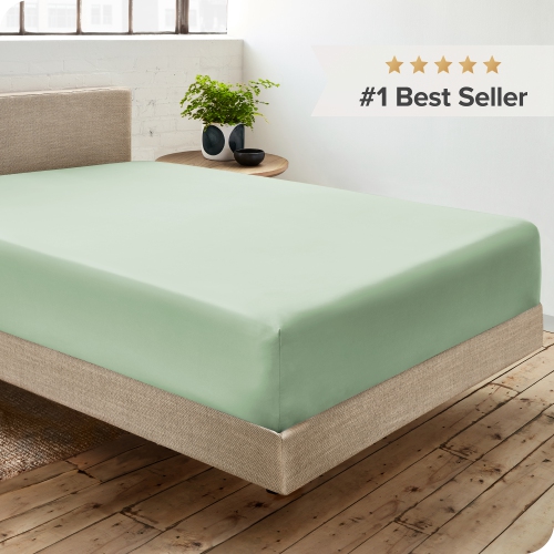 Bare Home 100% Organic Cotton Fitted Bottom Sheet - Crisp Percale Weave - Lightweight & Breathable - Willow, Full
