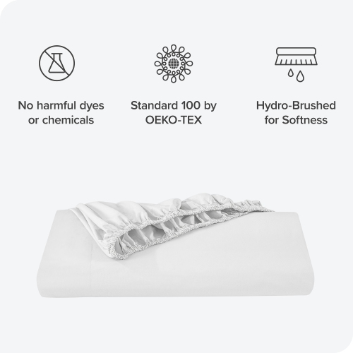 Bare Home 100% Organic Cotton Fitted Bottom Sheet - Crisp Percale Weave - Lightweight & Breathable - White, Full