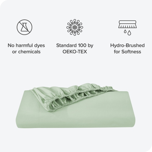 Bare Home 100% Organic Cotton Fitted Bottom Sheet - Crisp Percale Weave - Lightweight & Breathable - Willow, Queen