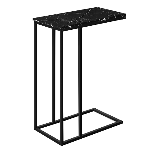 Monarch Specialties I 3763 Accent Table 25"H Black Marble Black Metal