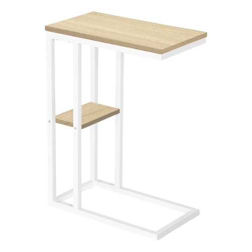 Monarch Specialties I 3677 Accent Table 25"H Natural White Metal