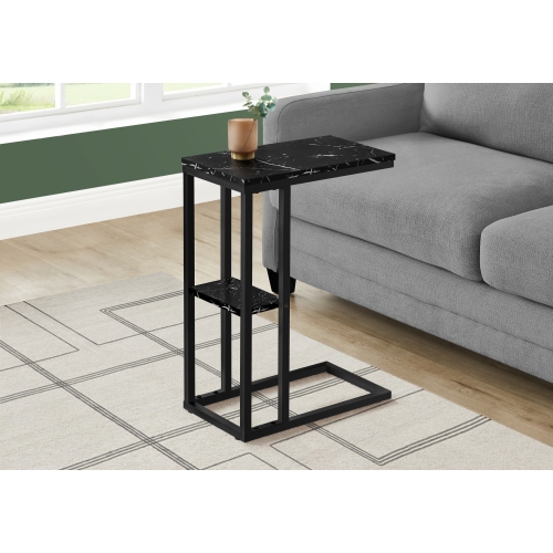 MONARCH SPECIALTIES  I 3674 Accent Table 25"h Marble Metal In Black