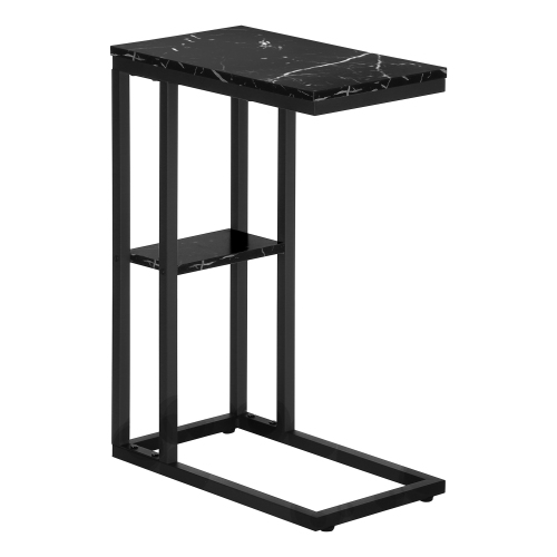 Monarch Specialties I 3674 Accent Table 25"H Black Marble Black Metal