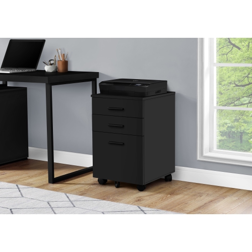 Monarch Specialties I 7781 Filing Cabinet 3 Drawer Black On Castors