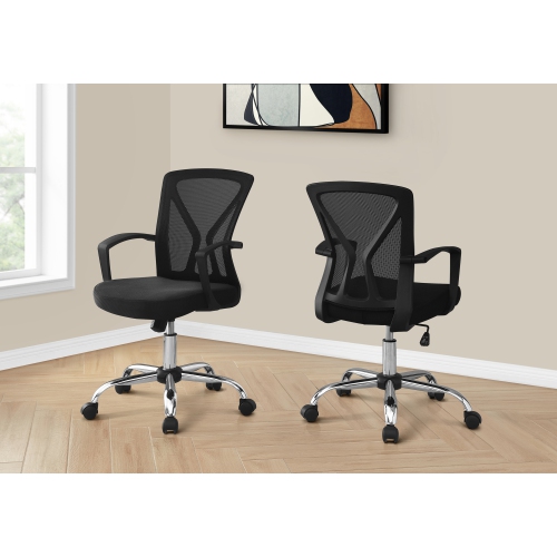 Monarch Specialties I 7460 Office Chair Black Chrome Base On Castors