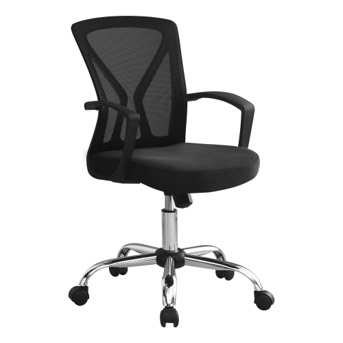 Monarch Specialties I 7460 Office Chair Black Chrome Base On Castors