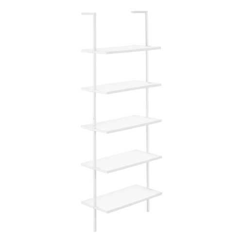 Monarch Specialties I 3687 Bookcase 72"H Ladder White White Metal