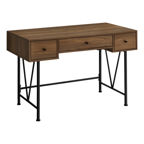 Monarch Specialties I 7670 Computer Desk 48"L Walnut Black Metal
