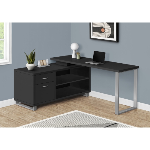 MONARCH SPECIALTIES  I 7717 Computer Desk 72"l Silver Executive Corner In Black