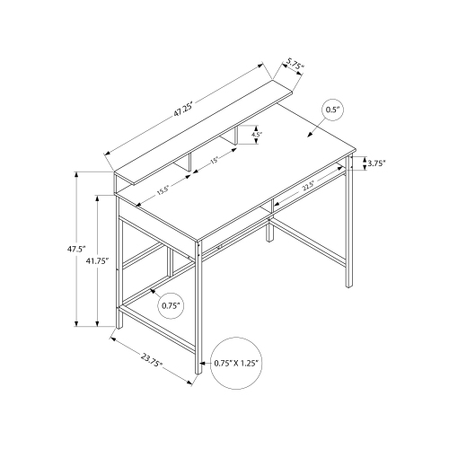 Monarch Specialties I 7701 Computer Desk 48"L White White Standing Height