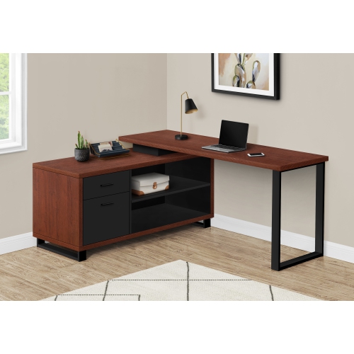 MONARCH SPECIALTIES  I 7713 Computer Desk 72"l Cherry Executive Corner In Black