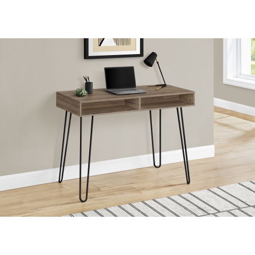Monarch Specialties I 7772 Computer Desk 40"L Dark Taupe Black Metal