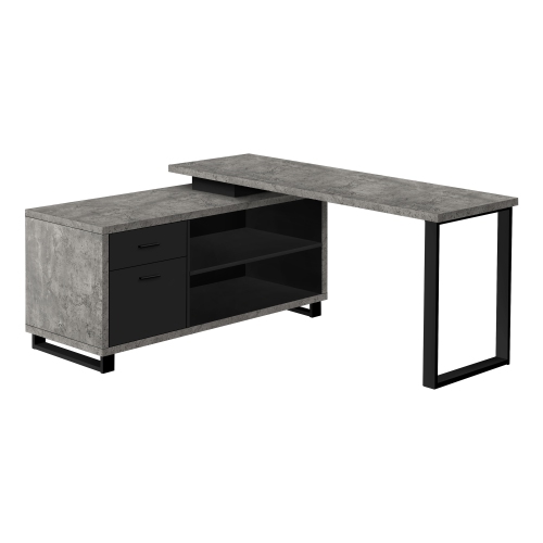 Monarch Specialties I 7714 Computer Desk 72"L Grey Concrete/black Executive Corner