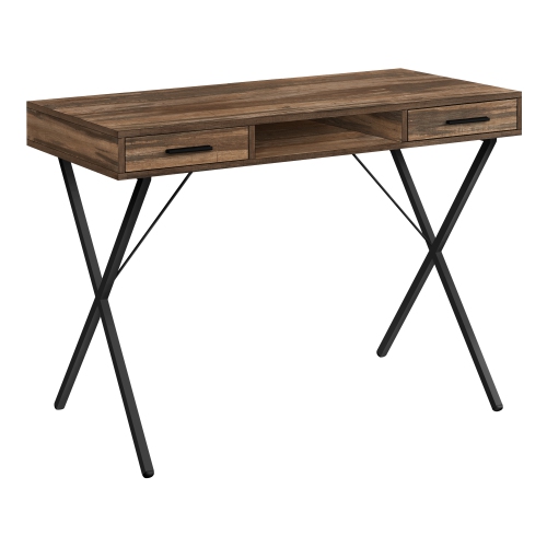 Monarch Specialties I 7794 Computer Desk 42"L Brown Reclaimed Wood Black Metal