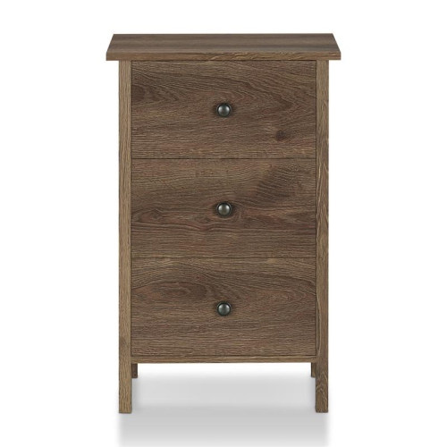 FURNITURE OF AMERICA  Daena Rustic Wood 3-Drawer Nightstand In Distressed Walnut