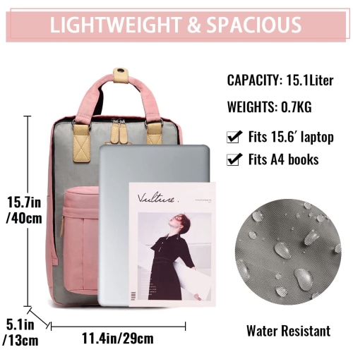 Sac à dos pour portable, 15.6 po, sac à dos scolaire résistant à l’eau, porte-livre, sac à dos décontracté pour