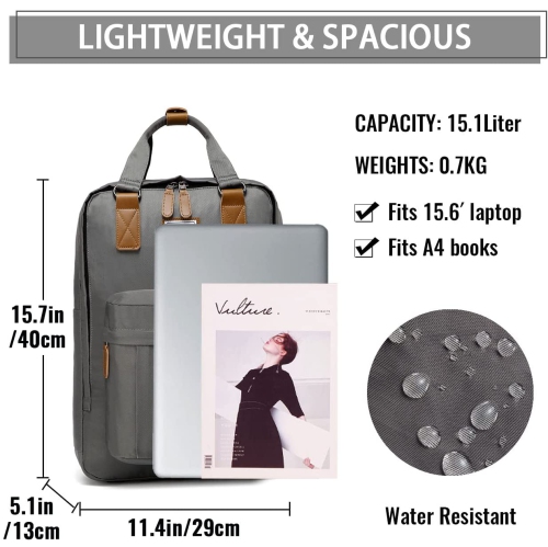 Sac à dos pour portable, 15.6 po, sac à dos scolaire résistant à l’eau, porte-livre, sac à dos décontracté pour enseignant/adolescent/Teen