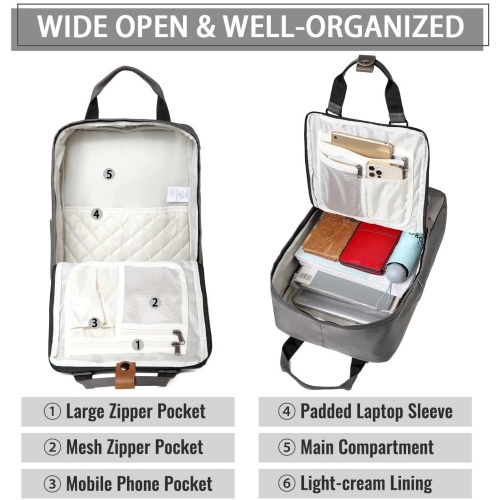 Sac à dos pour portable, 15.6 po, sac à dos scolaire résistant à l’eau, porte-livre, sac à dos décontracté pour enseignant/adolescent/Teen