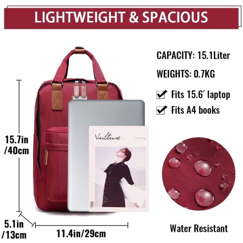 Sac à dos pour portable, 15.6 po, sac à dos scolaire résistant à l’eau, porte-livre, sac à dos décontracté pour