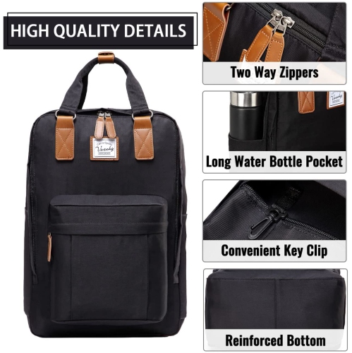 Laptop Backpack for Women,15.6 Inch Water Resistant College School Backpack Bookbag Casual Daypack for Teacher/Teen Girls/Business/Travel Black