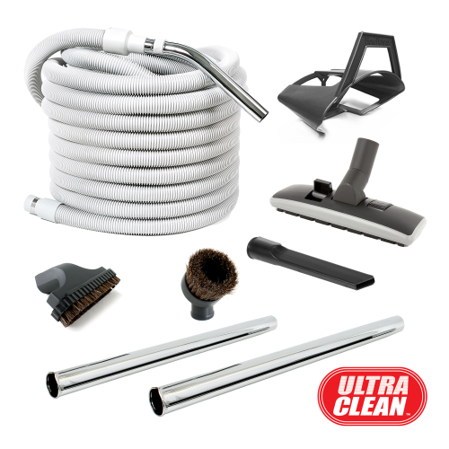 Ultra Clean Deluxe Central Vacuum Hose and Attachment Kit for Bare Flooring, Hardwood, Ceramic, Tiles and Rugs