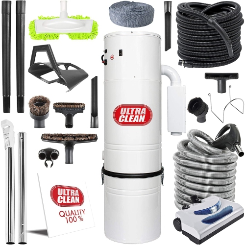 Canadian Made Central Vacuum Ultra Clean SC200 Unit 7,500 sq. ft. Electric Hose/Powerhead Attachments, Garage Kit & Accessories