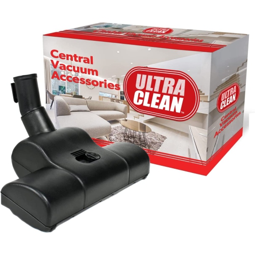 Ultra Clean Central Vacuum Hardwood/Rug Attachment Cleaning Tool Kit - Air-Driven Carpet Brush –24 V Hose with 2-way on/off Switch Handle- with