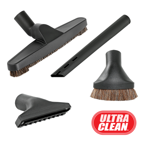 Ultra Clean Central Vacuum Hardwood/Rug Attachment Cleaning Tool Kit - Air-Driven Carpet Brush –24 V Hose with 2-way on/off Switch Handle- with