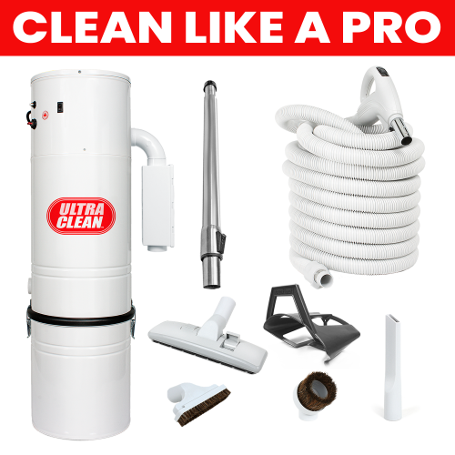 Ultra Clean SC200 Central Vacuum Package, Tangential Bypass Motor up to 7,500 sq. ft. with Deluxe Hose and Accessories Combo Kit Ideal for Hardwood,