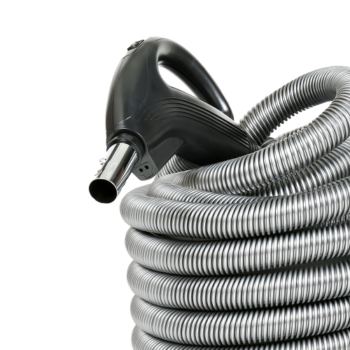 Ultra Clean Central Vacuum Carpet Attachment Kit with Adjustable Height Electric Power Nozzle - Dual Voltage Hose with 3-way on/off Switch Handle &