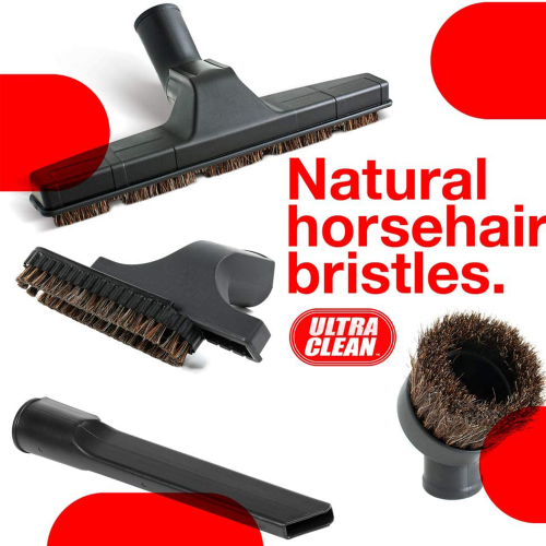 Ultra Clean Central Vacuum Carpet Attachment Kit with Adjustable Height Electric Power Nozzle - Dual Voltage Hose with 3-way on/off Switch Handle &