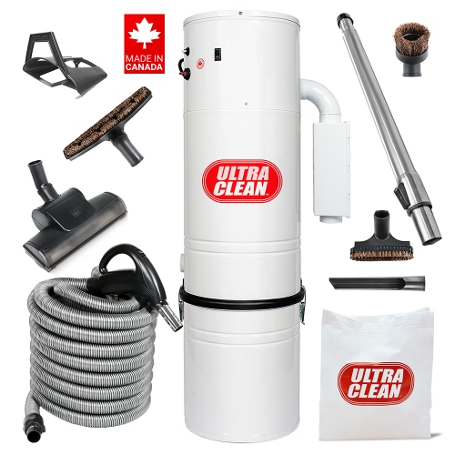 Ultra Clean SC200 Central Vacuum Unit,Tangential Bypass Motor Up to 7,500 sq.ft with Air Turbo Nozzle,Hose & Accessories-Ideal for Hardwood Floors &