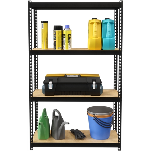 Space Solutions 1000 Riveted Metal Shelving 4-Shelf Unit 12D x 30W x 48H Black