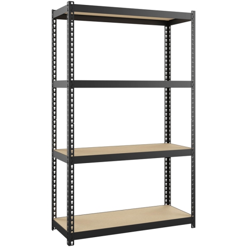 Space Solutions 1000 Riveted Metal Shelving 4-Shelf Unit 12D x 30W x 48H Black