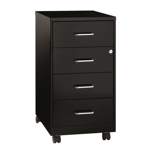 Space Solutions 18" Deep 4 Drawer Metal Mobile Organizer Black