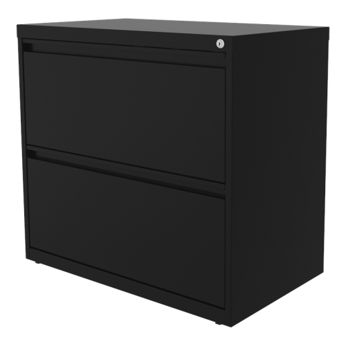 Hirsh 30 inch W 2 Drawer Metal Lateral 101 File Cabinet Black