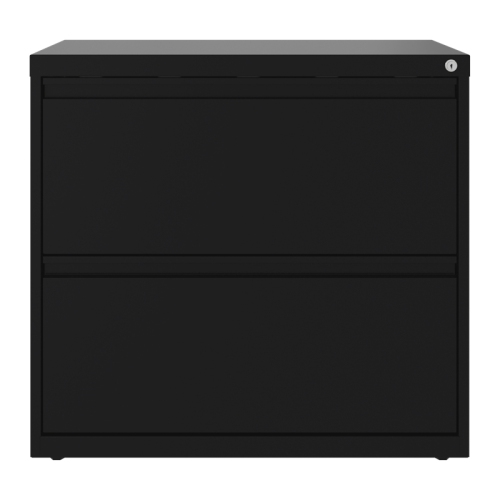 Hirsh 30 inch W 2 Drawer Metal Lateral 101 File Cabinet Black