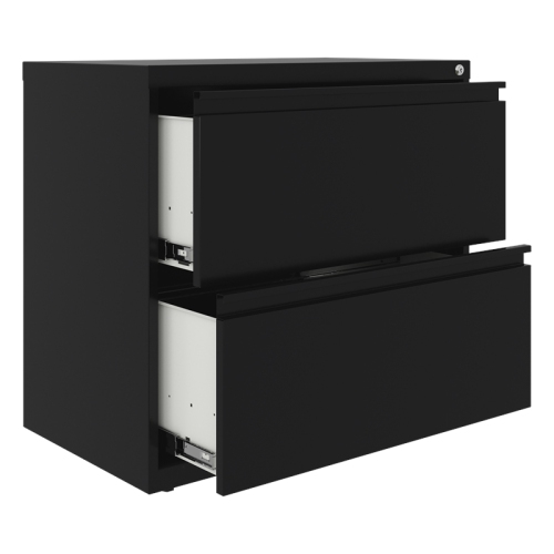 Hirsh 30 inch W 2 Drawer Metal Lateral 101 File Cabinet Black