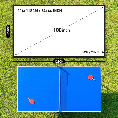 NIERBO Double Layer Projector Screen 100inch(214x118cm) 16:9 Portable Projection Movie Screen 3D with No Light Transmission for Home Theater Outdoor