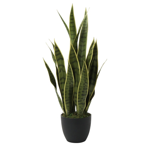 YARDLAB  23" Artificial Snake Plant In Pot for for Indoor, Housewarming, Birthday, Parties, Offices And Dormitories- In Black