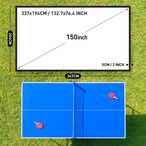 NIERBO Double Layer Projector Screen 150inch(337x194cm) 16:9 Portable Projection Movie Screen 3D with No Light Transmission for Home Theater Outdoor