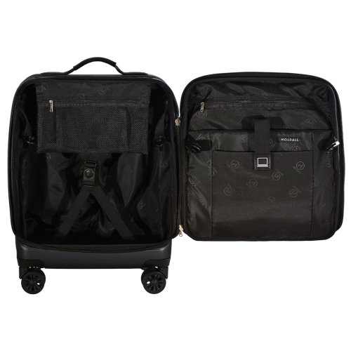 Bagage de cabine hybride de la collection Aeneas de Holdall, noir pur